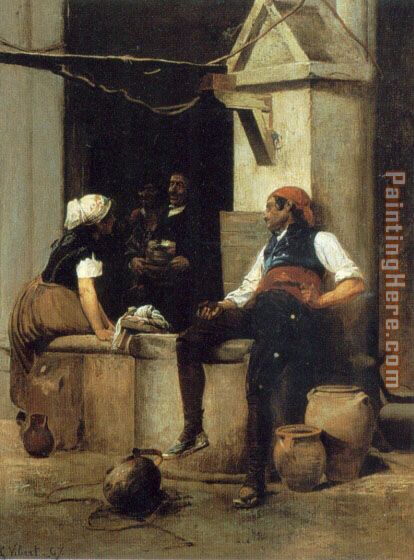 Chatting by the Fountain painting - Jehan Georges Vibert Chatting by the Fountain art painting
